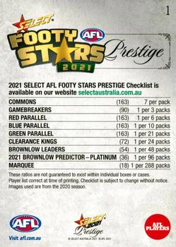 2021 Select AFL Footy Stars Prestige #1 Header Card Back